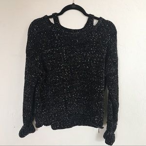 Black and white chenille sweater